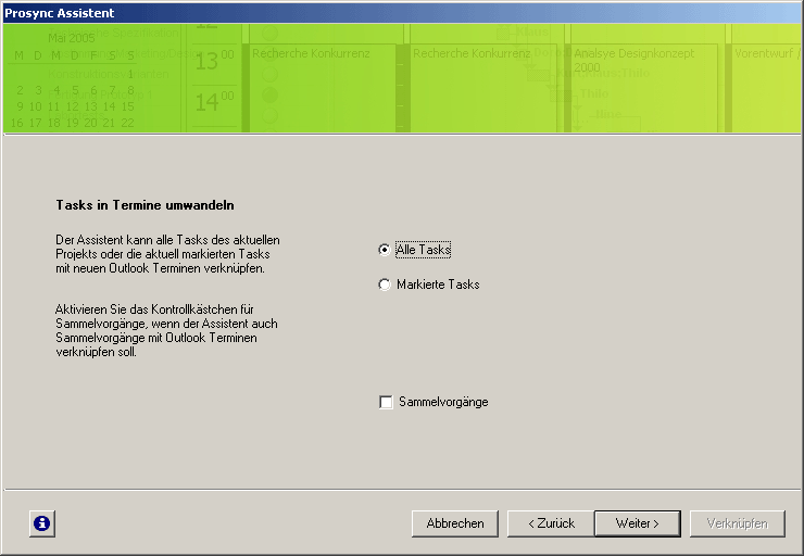 Prosync Assistent: Tasks in Termine umwandeln I